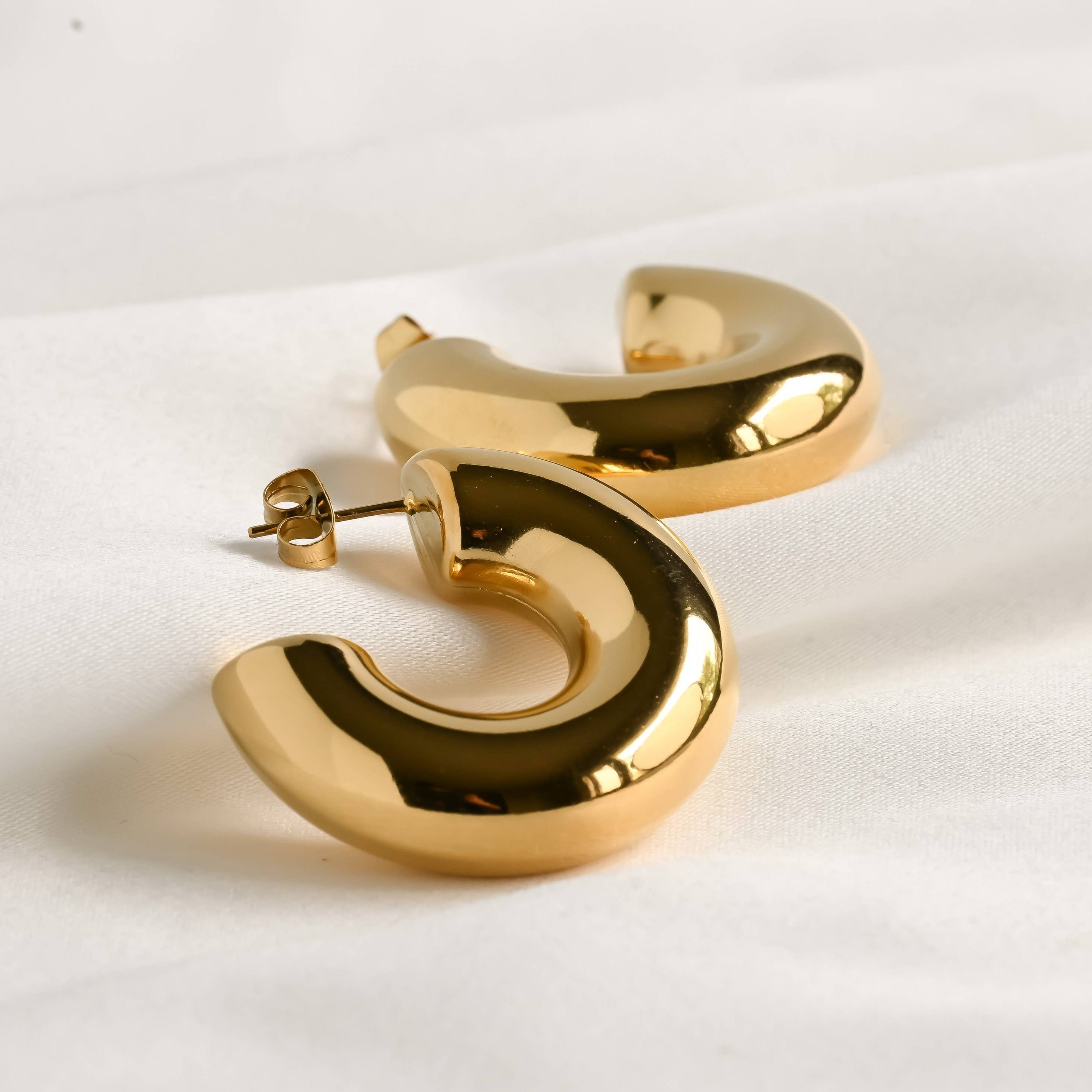 Chunky Tube Hoops - Waterproof Chunky Medium Hoop Earrings