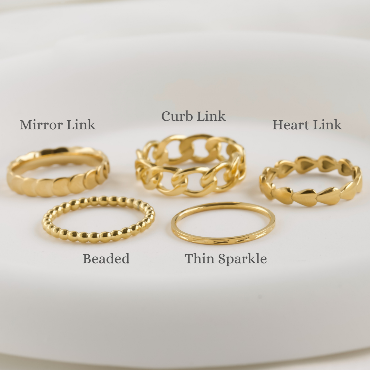 Dainty Gold Rings - Waterproof 18k Gold Stackable Rings