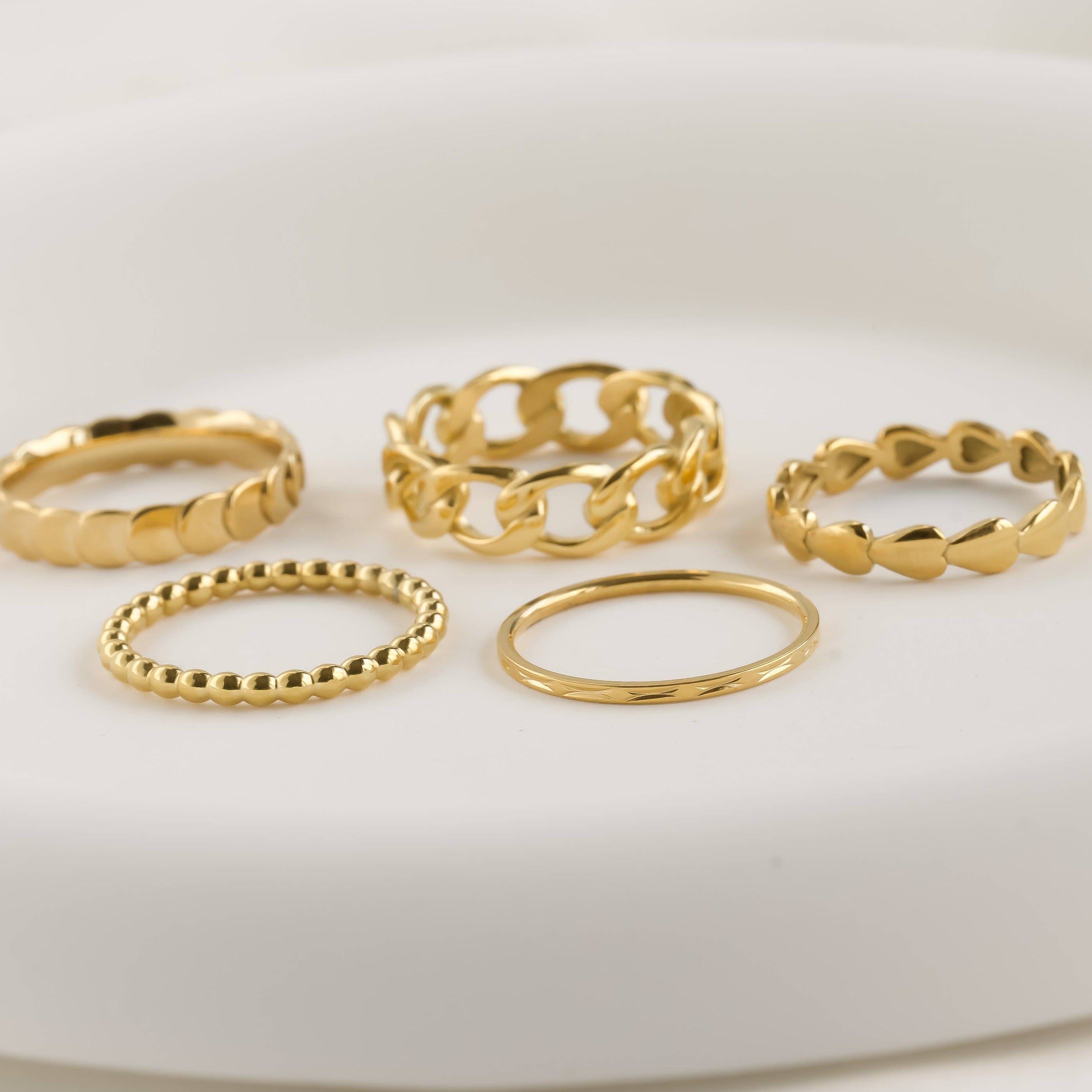 Dainty Gold Rings - Waterproof 18k Gold Stackable Rings