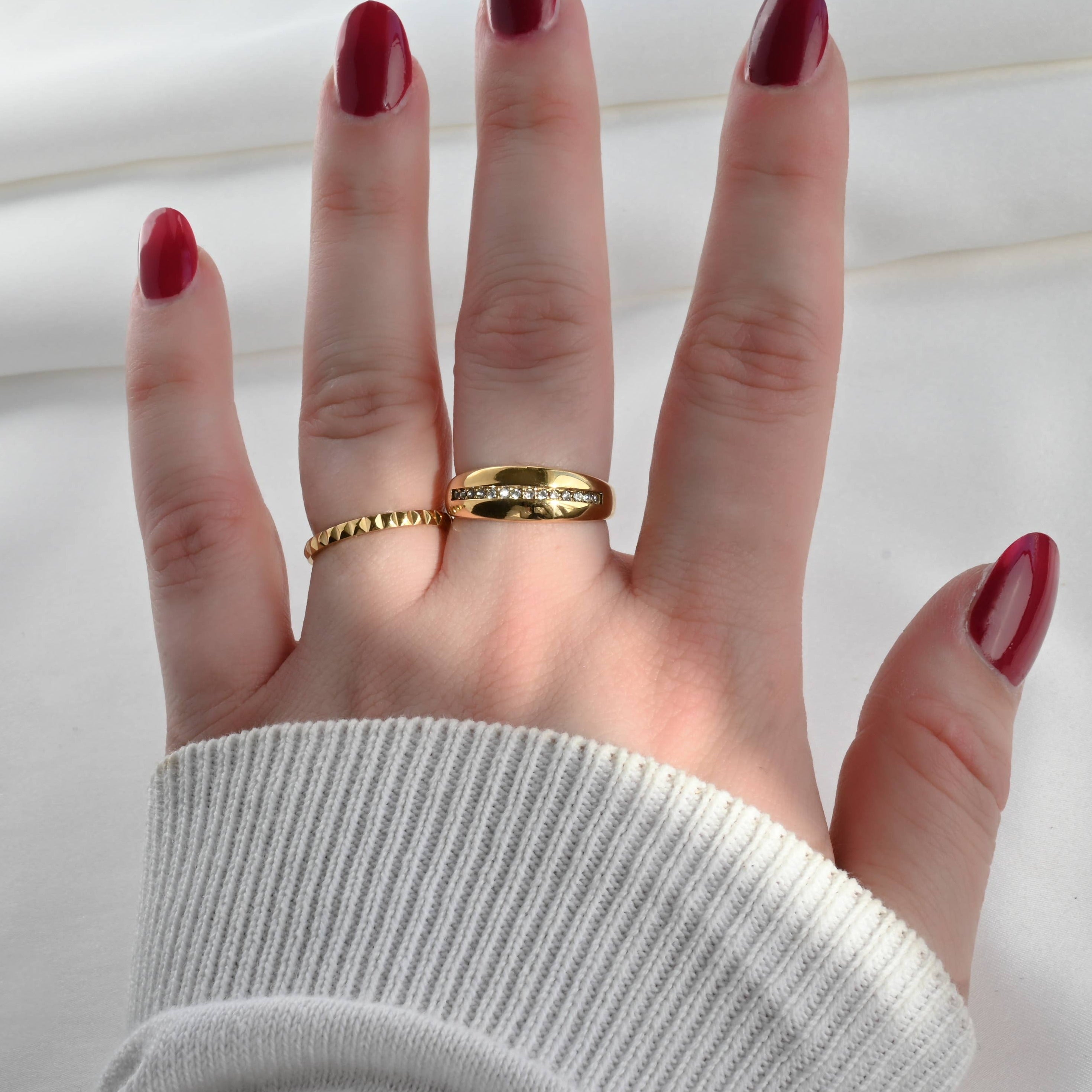 18k Gold Dome Rings - Stainless Steel Chunky Rings