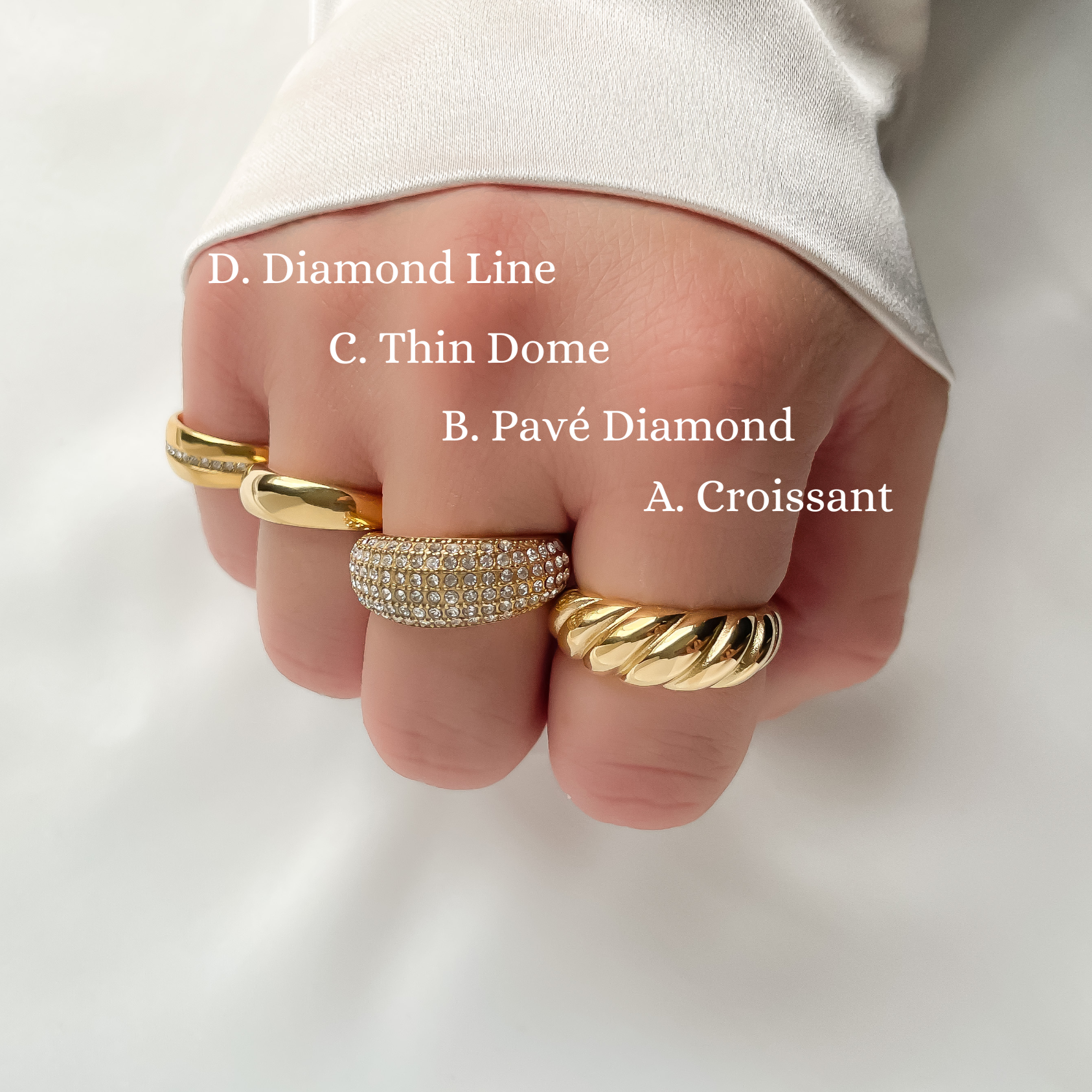 18k Gold Dome Rings - Stainless Steel Chunky Rings