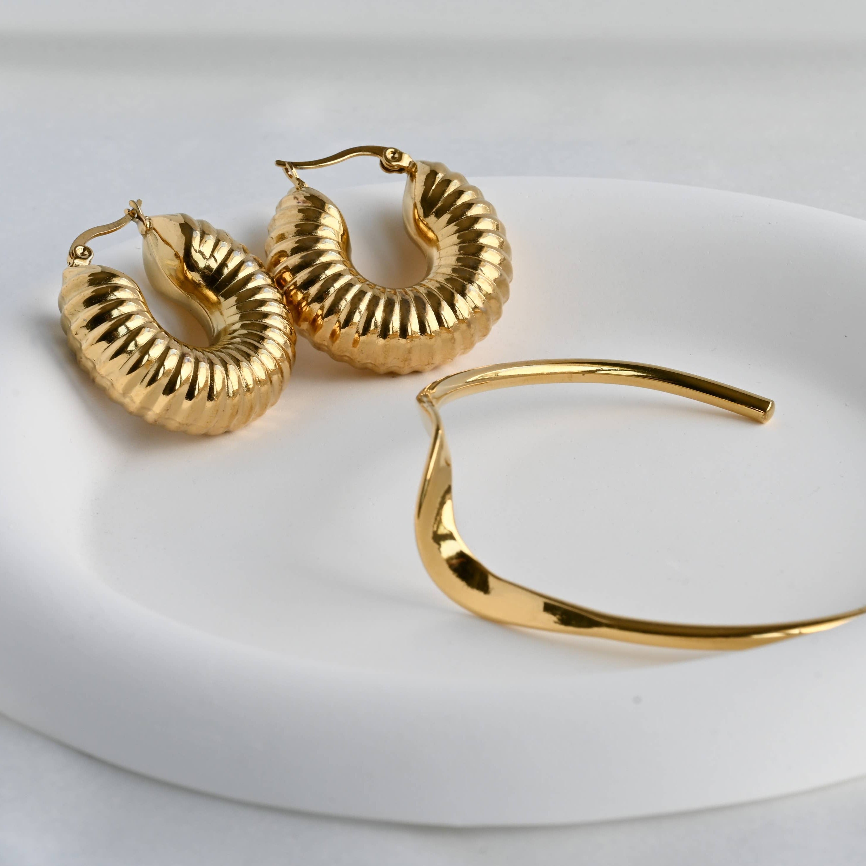 Chunky Tube Hoops - Waterproof Chunky Medium Hoop Earrings