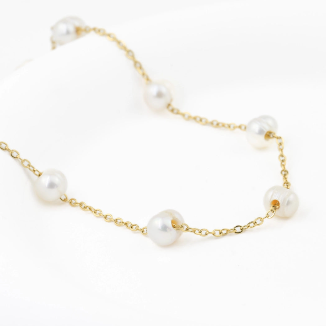 Pearl Station Necklace - Pearl Satellite Necklace