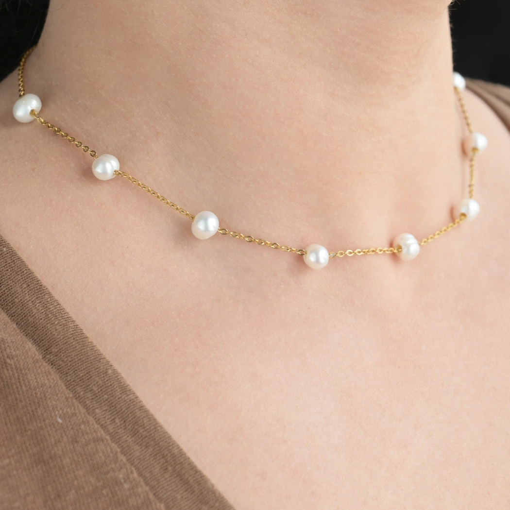 Pearl Station Necklace - Pearl Satellite Necklace