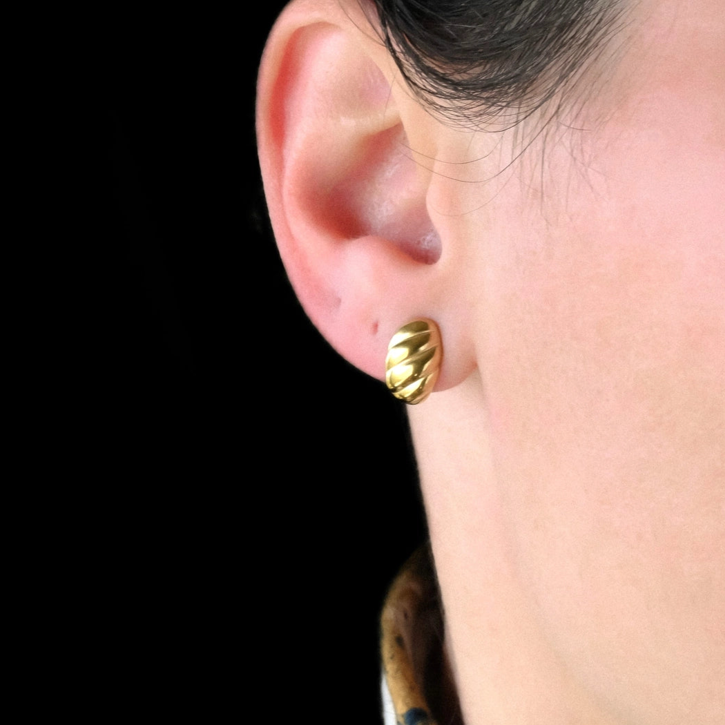 Small Croissant Huggies - Waterproof 18k Gold Dome Earrings