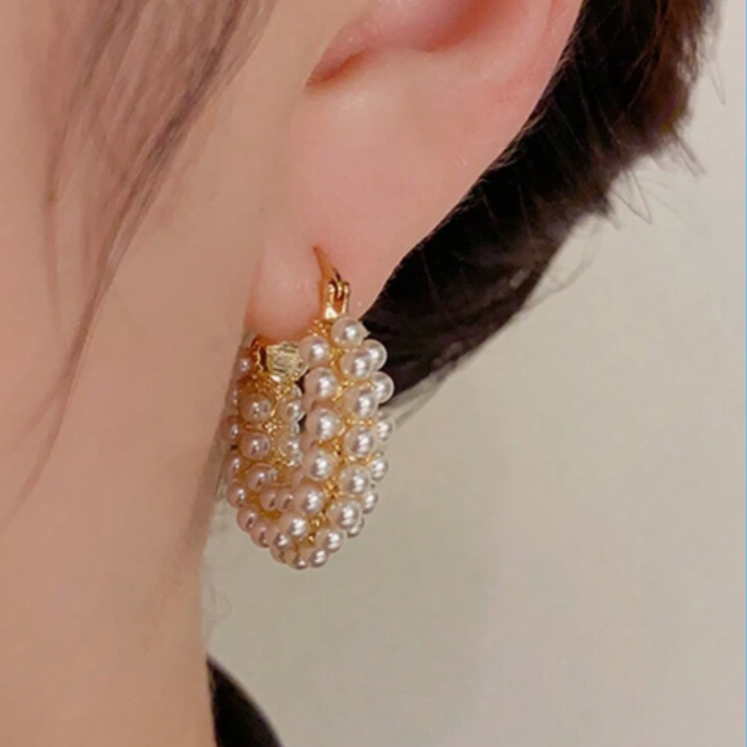 Luxury & Delicate & Full Faux Pearl & Circular Ear Studs